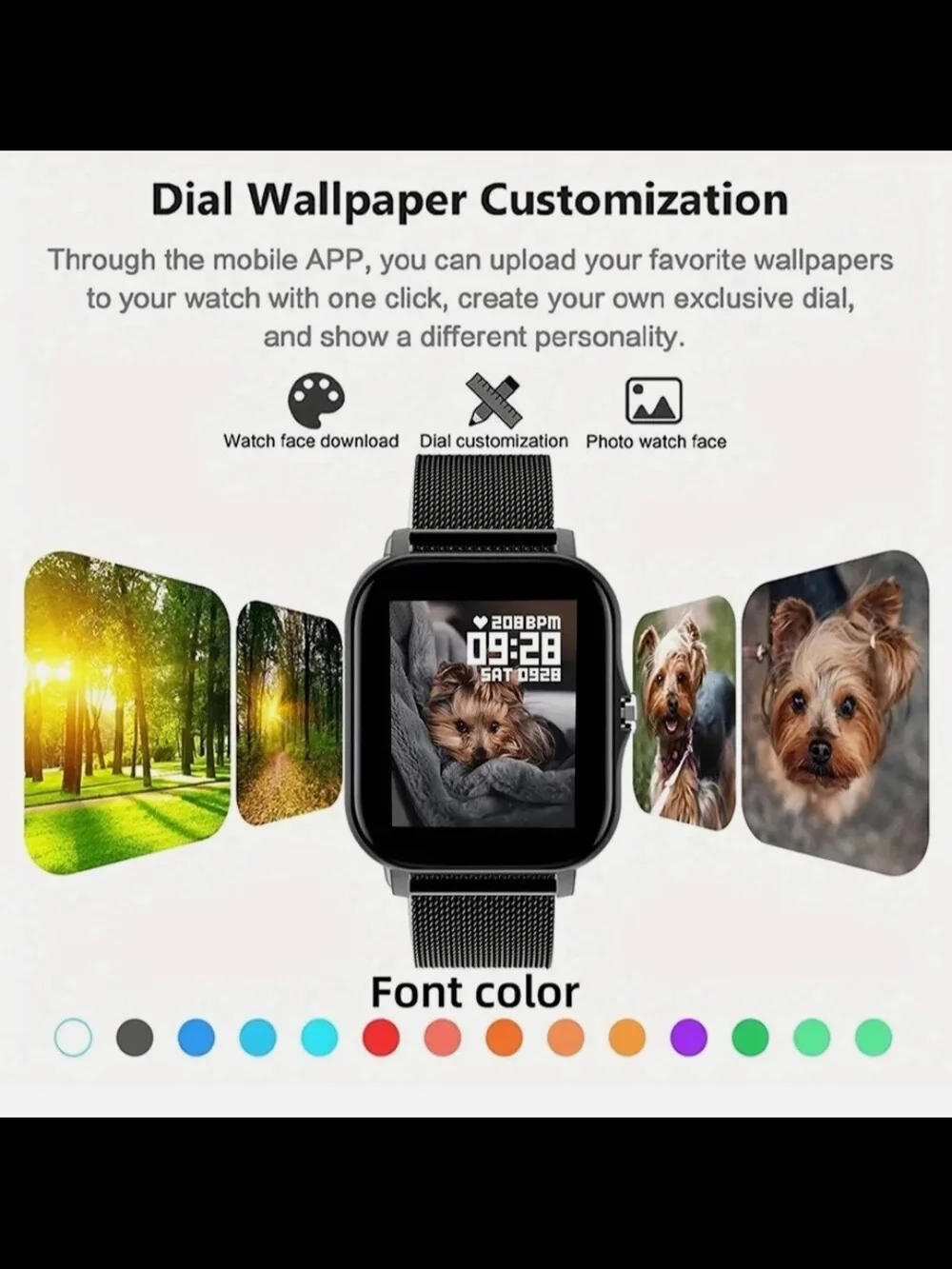 Smart Watch Bluetooth Call Touchscreen HR & Sleep Tracker 44mm 4GB Black